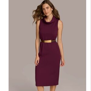 Donna Karan Purple Sheath Midi Dress Cowl Neck Sleeveless (NEW with Tags)